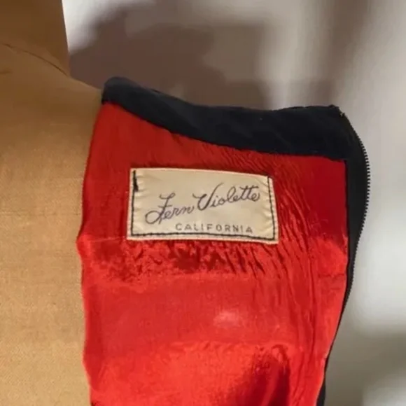 Fern Violette DRESS Mod 1960s Embroidered Navy Blue - Picture 6 of 7